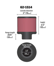 画像をギャラリービューアに読み込む, K&amp;N 1.5in Flange ID x 3in OD x 2.5in Height Clamp On Crankcase Vent Filter