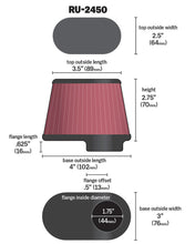 画像をギャラリービューアに読み込む, K&amp;N Univ Clamp-On Air Filter - 1-3/4in FLG O/S 4in X 3in B 3in X 2in T 2-3/4inH OVAL