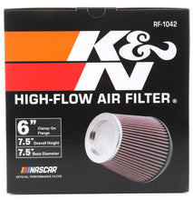 画像をギャラリービューアに読み込む, K&amp;N Round Tapered Universal Air Filter 6in Flange ID x 7.5in Base OD x 5in Top OD x 6.5in Height