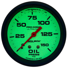 画像をギャラリービューアに読み込む, Autometer Ultra-Nite 2-5/8in 0-150 PSI Liquid Filled Mechanical Glow In Dark Oil Pressure Gauge