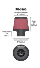画像をギャラリービューアに読み込む, K&amp;N Filter Universal Rubber Filter 3 Inch Flange 6 inch Base 4 inch Top 5 inch Height