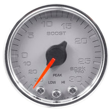 画像をギャラリービューアに読み込む, Autometer Spek-Pro Gauge Vac/Boost 2 1/16in 30Inhg-30psi Stepper Motor W/Peak &amp; WarnSilver/Chrome