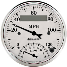 画像をギャラリービューアに読み込む, AutoMeter Gauge Tach/Speedo 3-3/8in. 120MPH &amp; 8K RPM Elec. Program. Old Tyme Wht