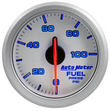 画像をギャラリービューアに読み込む, Autometer Airdrive 2-1/6in Fuel Pressure Gauge 0-100 PSI - Silver