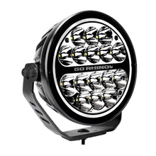 画像をギャラリービューアに読み込む, Go Rhino Xplor Blackout Series Round LED Driving Light w/DRL (Surface/Threaded Stud Mnt) 7in. - Blk