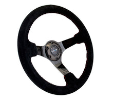 画像をギャラリービューアに読み込む, NRG Reinforced Steering Wheel (350mm / 3in. Deep) Blk Suede w/Red BBall Stitch &amp; Black 3-Spoke