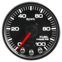画像をギャラリービューアに読み込む, Autometer Spek-Pro Gauge Fuel Press 2 1/16in 100psi Stepper Motor W/Peak &amp; Warn Blk/Blk