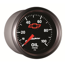 画像をギャラリービューアに読み込む, Autometer GM Bowtie Black 2-1/16in 0-100 PSI Oil Pressure - Stepper Motor