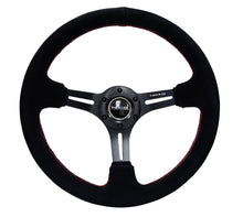 画像をギャラリービューアに読み込む, NRG Reinforced Steering Wheel (350mm / 3in. Deep) Blk Suede w/Red Stitching &amp; 5mm Spokes w/Slits