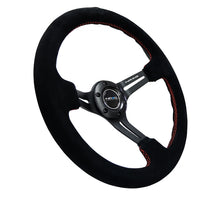 画像をギャラリービューアに読み込む, NRG Reinforced Steering Wheel (350mm / 3in. Deep) Blk Suede w/Red Stitching &amp; 5mm Spokes w/Slits