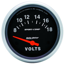 画像をギャラリービューアに読み込む, Autometer Sport-Comp 2 5/8in 8-18 Volt Short Sweep Electric Voltmeter Gauge