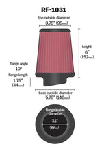 画像をギャラリービューアに読み込む, K&amp;N Round Tapered Universal Air Filter 3.5in Flange ID / 5.75in Base OD / 3.75in Top OD / 6in H