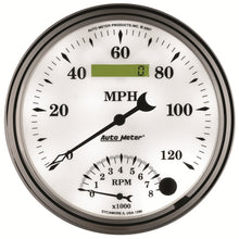 画像をギャラリービューアに読み込む, AutoMeter Gauge Tach/Speedo 5in. 120MPH &amp; 8K RPM Elec. Program Old Tyme White II