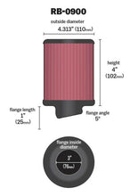 画像をギャラリービューアに読み込む, K&amp;N Universal Rubber Filter 3 inch 5 Degree FLG 4 1/2 inch OD 4 inch Height
