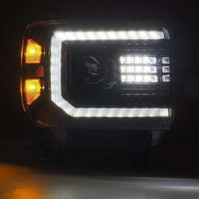画像をギャラリービューアに読み込む, AlphaRex 14-18 GMC Sierra LUXX LED Proj Headlights Plnk Style Alpha Blk w/Activ Light/Seq Signal/DRL