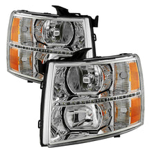 画像をギャラリービューアに読み込む, xTune Chevy Silverado 07-13 Crystal Headlights w/ DRL LED Design Black HD-JH-CS07-LED-C