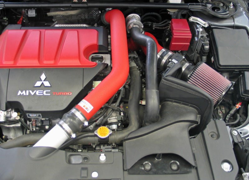 K&N 08 - 09 Mitsubishi Evo X Wrinkle Red Typhoon Short Ram Intake - R70オートパーツ【公式】