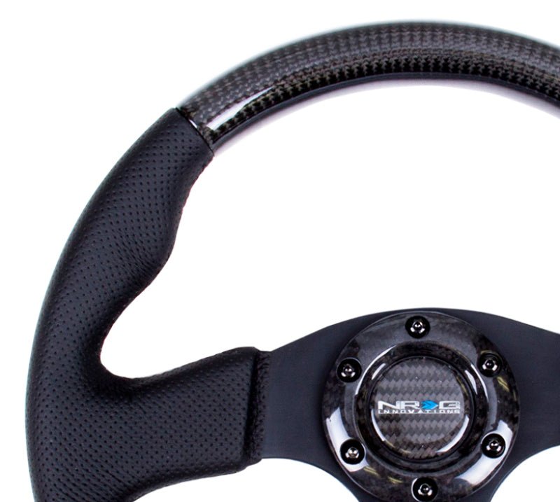 NRG Carbon Fiber Steering Wheel (315mm) Leather Trim w/Black Stitching - R70オートパーツ【公式】