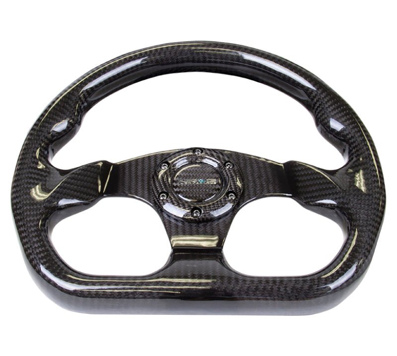 NRG Carbon Fiber Steering Wheel (320mm) Flat Bottom w/Shiny Black Carbon - R70オートパーツ【公式】