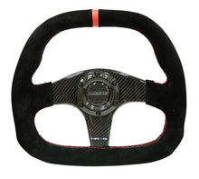 画像をギャラリービューアに読み込む, NRG Carbon Fiber Steering Wheel (320mm) Flat Btm. Blk Suede/Red Stitch w/CF Spokes &amp; Red Center Mark - R70オートパーツ【公式】