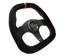 画像をギャラリービューアに読み込む, NRG Carbon Fiber Steering Wheel (320mm) Flat Btm. Blk Suede/Red Stitch w/CF Spokes &amp; Red Center Mark - R70オートパーツ【公式】