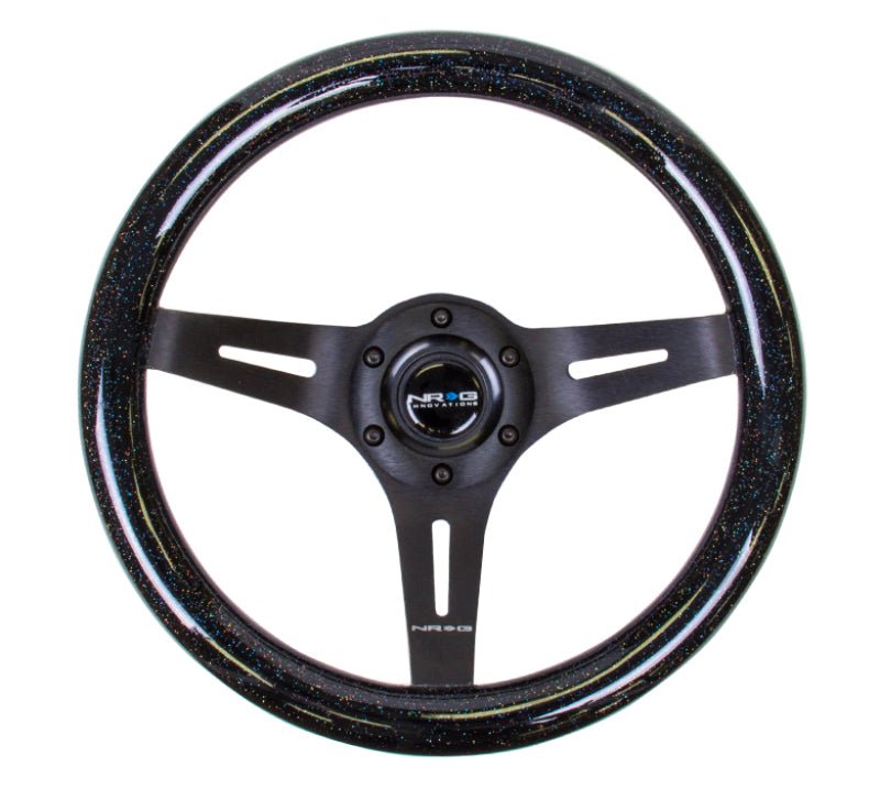 NRG Classic Wood Grain Steering Wheel (310mm) Black Sparkle w/Blk 3 - Spoke Center - R70オートパーツ【公式】