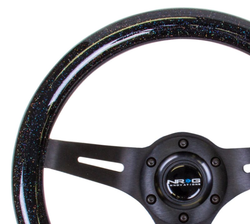 NRG Classic Wood Grain Steering Wheel (310mm) Black Sparkle w/Blk 3 - Spoke Center - R70オートパーツ【公式】