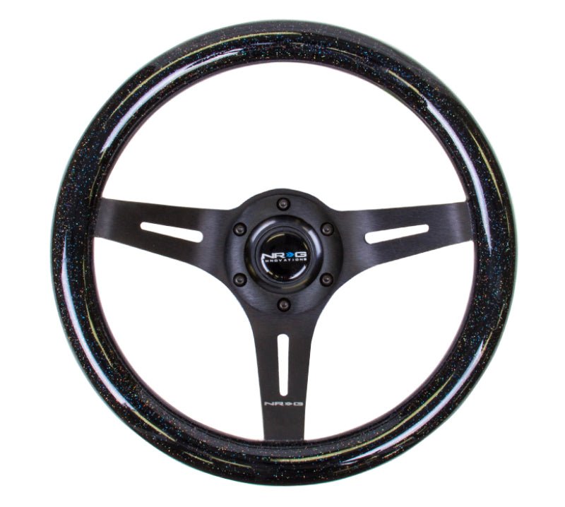 NRG Classic Wood Grain Steering Wheel (310mm) Black Sparkle w/Blk 3 - Spoke Center - R70オートパーツ【公式】