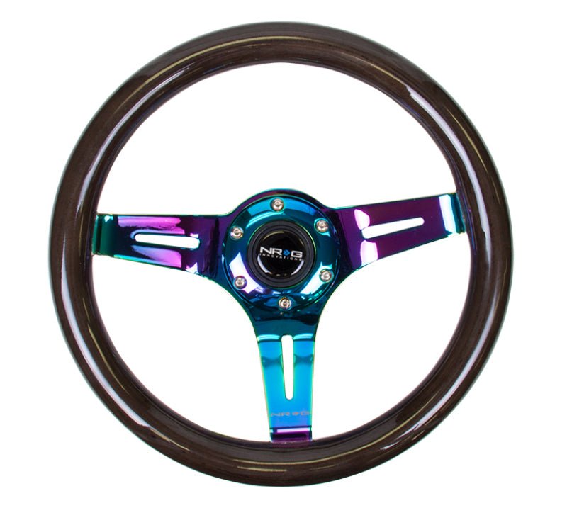 NRG Classic Wood Grain Steering Wheel (310mm) Black w/Neochrome 3 - Spoke Center - R70オートパーツ【公式】