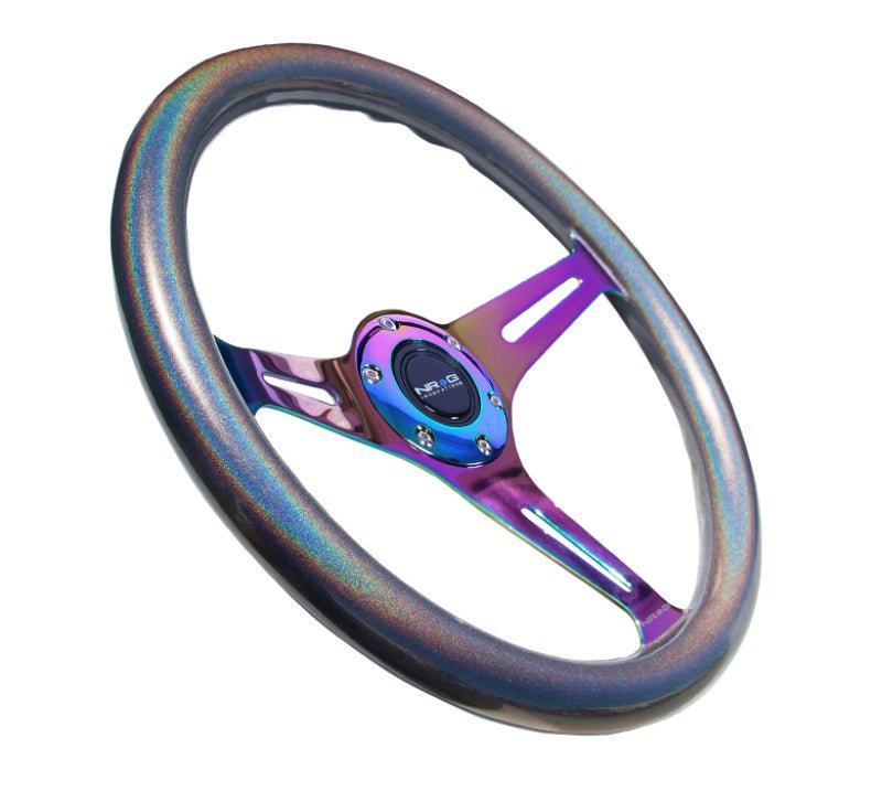 NRG Classic Wood Grain Steering Wheel (350mm) Chameleon/Pearlescent Paint Grip w/Neochrome 3 - Spoke - R70オートパーツ【公式】