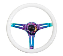 画像をギャラリービューアに読み込む, NRG Classic Wood Grain Steering Wheel (350mm) Glow - N - The - Dark Green Grip w/Neochrome 3 - Spoke Center - R70オートパーツ【公式】
