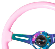 画像をギャラリービューアに読み込む, NRG Classic Wood Grain Steering Wheel (350mm) Solid Pink Painted Grip w/Neochrome 3 - Spoke Center - R70オートパーツ【公式】