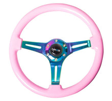 画像をギャラリービューアに読み込む, NRG Classic Wood Grain Steering Wheel (350mm) Solid Pink Painted Grip w/Neochrome 3 - Spoke Center - R70オートパーツ【公式】