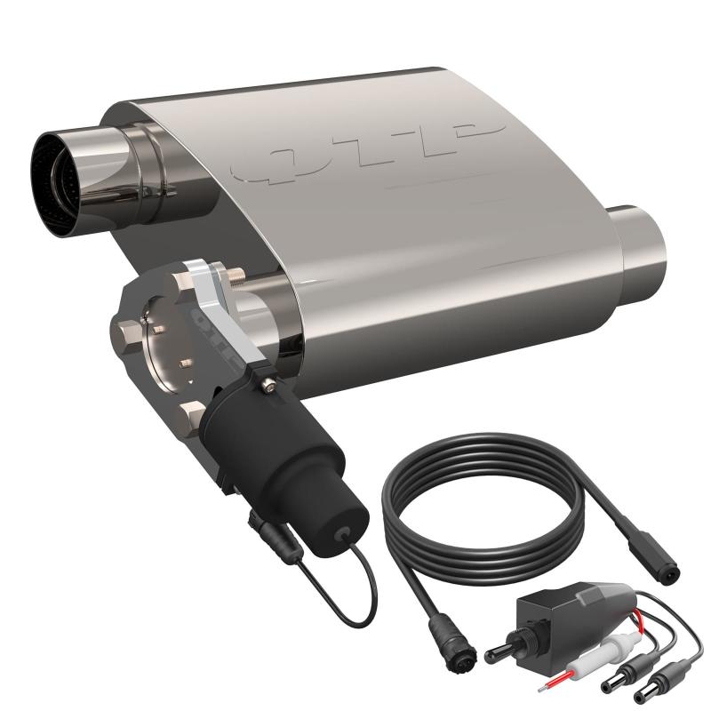 QTP 2.5in Weld - On 304SS Reverse Screamer Muffler Short Case w/Bolt - On QTEC Electric Cutout - R70オートパーツ【公式】