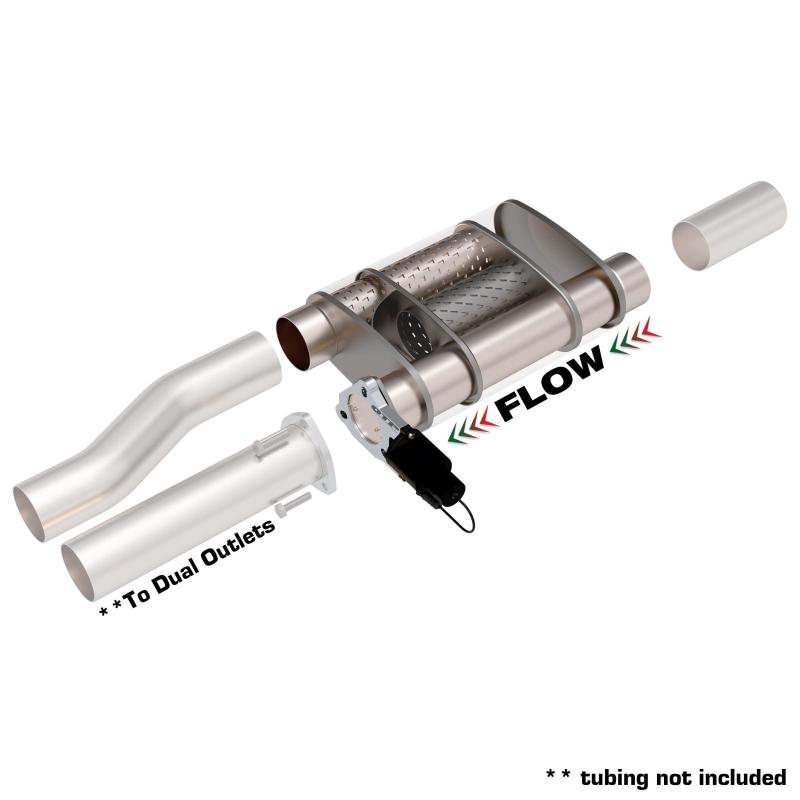 QTP 2.5in Weld - On 304SS Screamer Muffler Short Case w/Bolt - On QTEC Electric Cutout - R70オートパーツ【公式】