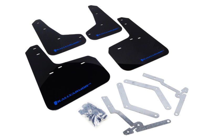 Rally Armor 12 - 19 Ford Focus ST / 16 - 19 RS Black Mud Flap w/Blue Logo - R70オートパーツ【公式】