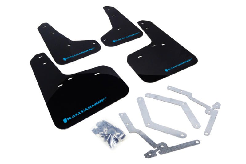 Rally Armor 12 - 19 Ford Focus ST / 16 - 19 RS Black UR Mud Flap w/Nitrous Blue Logo - R70オートパーツ【公式】