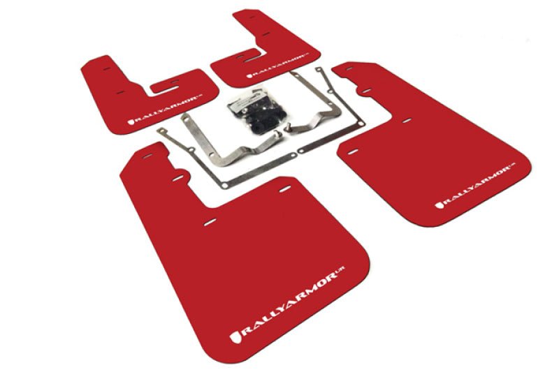 Rally Armor 15 - 18 VW Jetta Red UR Mud Flap w/White Logo - R70オートパーツ【公式】