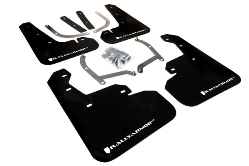 Rally Armor 17 - 23 Subaru Impreza 4D/5D Black UR Mud Flap w/White Logo - R70オートパーツ【公式】