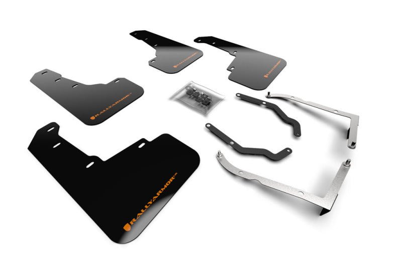 Rally Armor 18 - 23 Subaru Crosstrek Black UR Mud Flap w/Orange Logo - R70オートパーツ【公式】