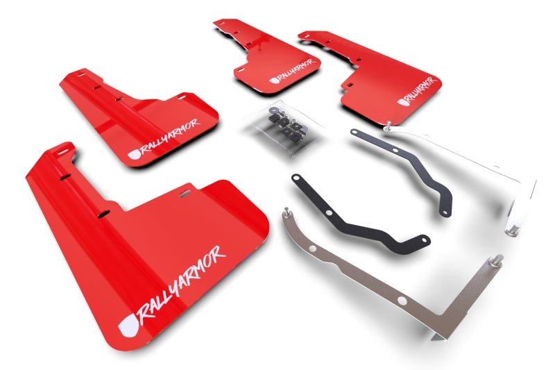 Rally Armor 18 - 23 Subaru Crosstrek Red UR Mud Flaps - White Logo Altered Font - R70オートパーツ【公式】