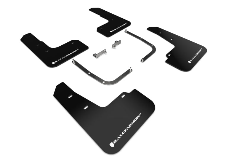 Rally Armor 19 - 21 Hyundai Veloster Turbo/2.0/R - Spec Black UR Mud Flap w/White Logo - R70オートパーツ【公式】