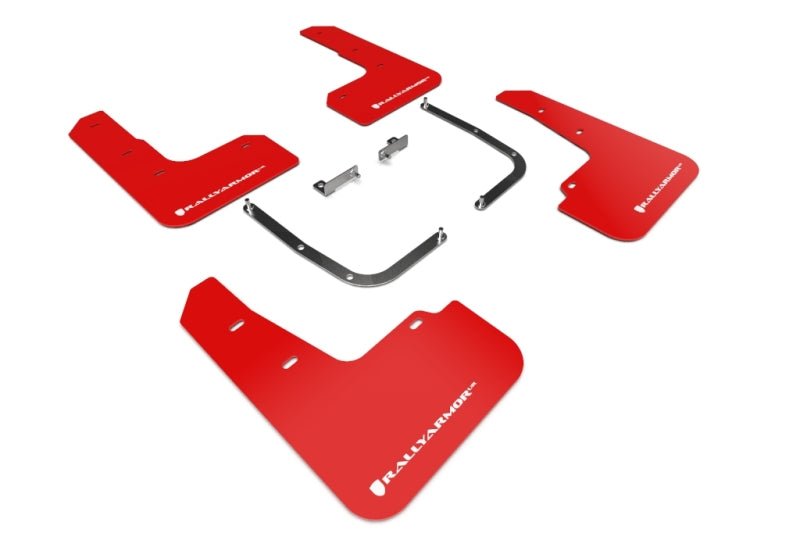 Rally Armor 19 - 21 Hyundai Veloster Turbo/2.0/R - Spec Red UR Mud Flap w/White Logo - R70オートパーツ【公式】