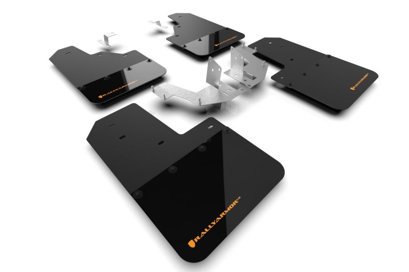 Rally Armor 21 - 25 Ford Bronco (Plstc Bmpr - NO Rptr/Sprt - NO RR/RB) Blk Mud Flap w/Cy Orange Logo - R70オートパーツ【公式】