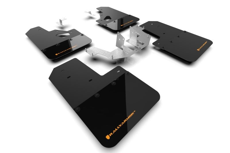 Rally Armor 21 - 25 Ford Bronco (Plstc Bmpr + RR - NO Rptr/Sprt) Blk Mud Flap w/Cy Orange Logo - R70オートパーツ【公式】
