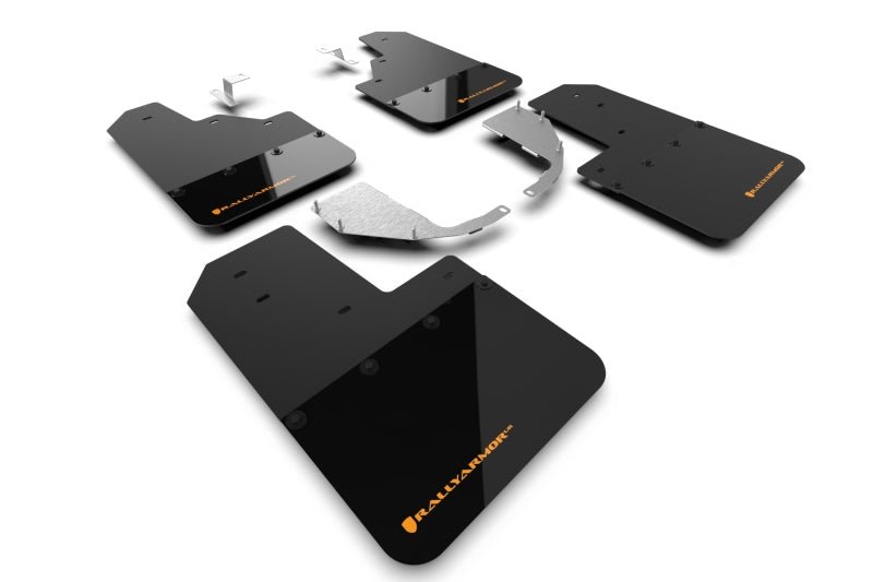 Rally Armor 21 - 25 Ford Bronco (Steel Bmpr - NO Rptr/Sprt - NO RR/RB) Blk Mud Flap w/Cy Orange Logo - R70オートパーツ【公式】