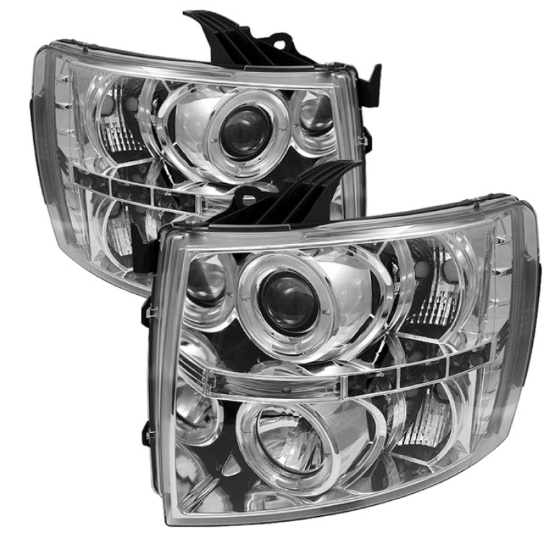 Spyder Chevy Silverado 1500 07 - 13 Projector Headlights LED Halo LED Chrm PRO - YD - CS07 - HL - C - R70オートパーツ【公式】
