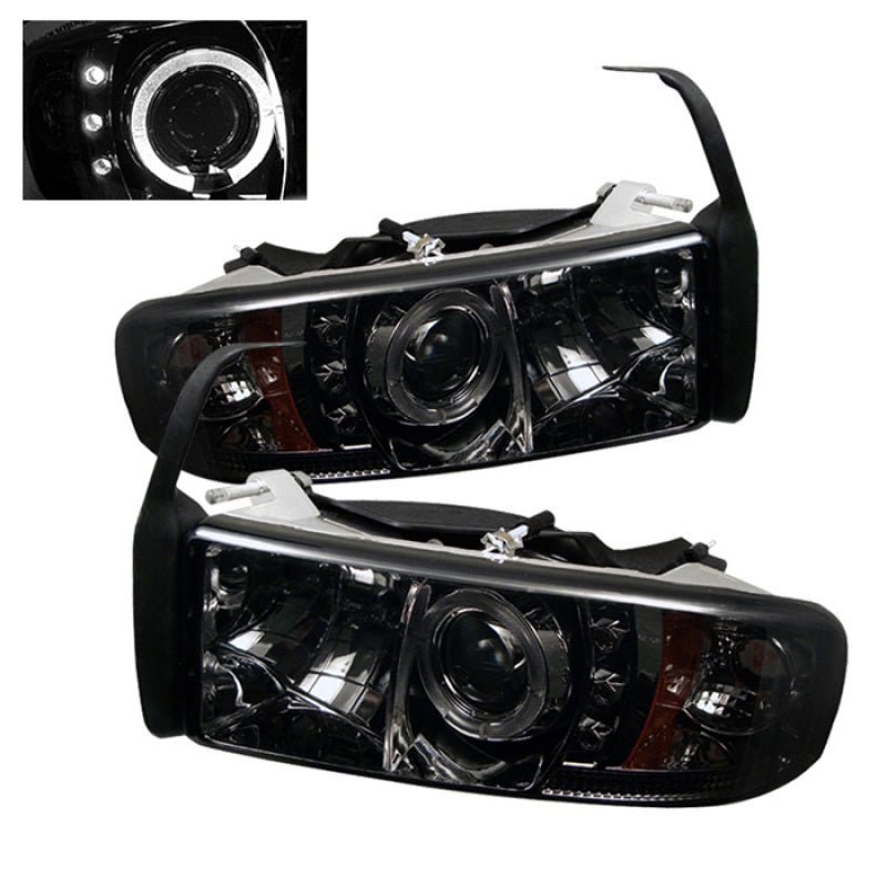 Spyder Dodge Ram 1500 94 - 01 94 - 02 Projector Headlights LED Halo LED Smke PRO - YD - DR94 - HL - AM - SMC - R70オートパーツ【公式】