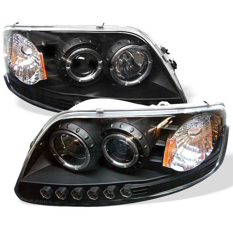 Spyder Ford F150 97 - 03 Projector - LED Halo Amber Reflector LED Blk PRO - YD - FF15097 - 1P - AM - BK - R70オートパーツ【公式】