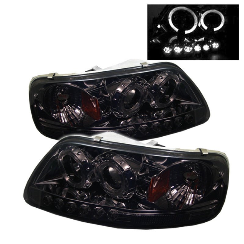 Spyder Ford F150 97 - 03 Projector - LED Halo Amber Reflector LED Smke PRO - YD - FF15097 - 1P - AM - SMC - R70オートパーツ【公式】